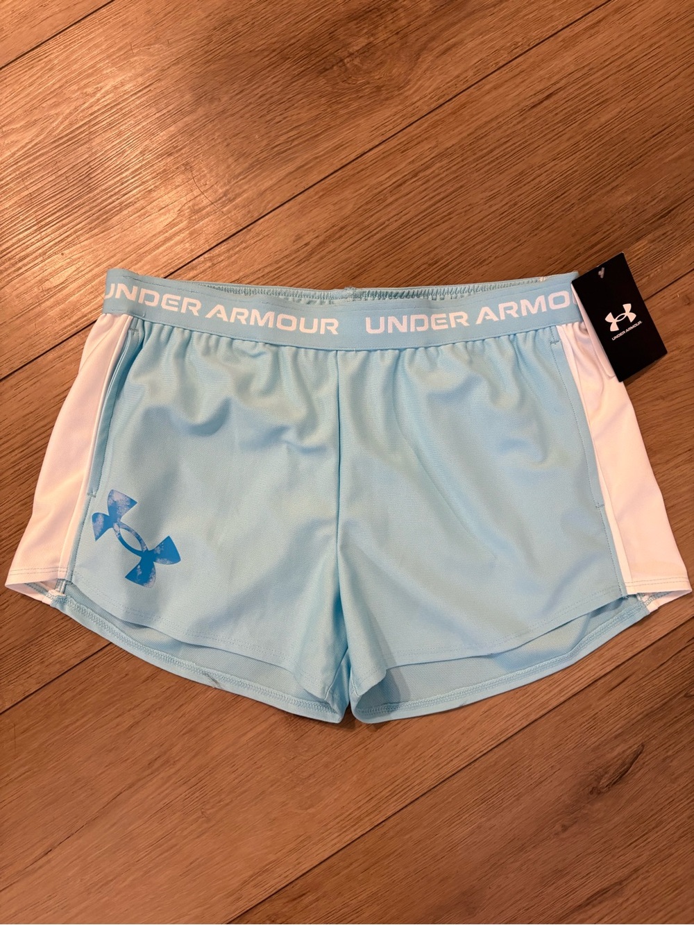 Under Armour Light Blue & White Girls' Performance Shorts